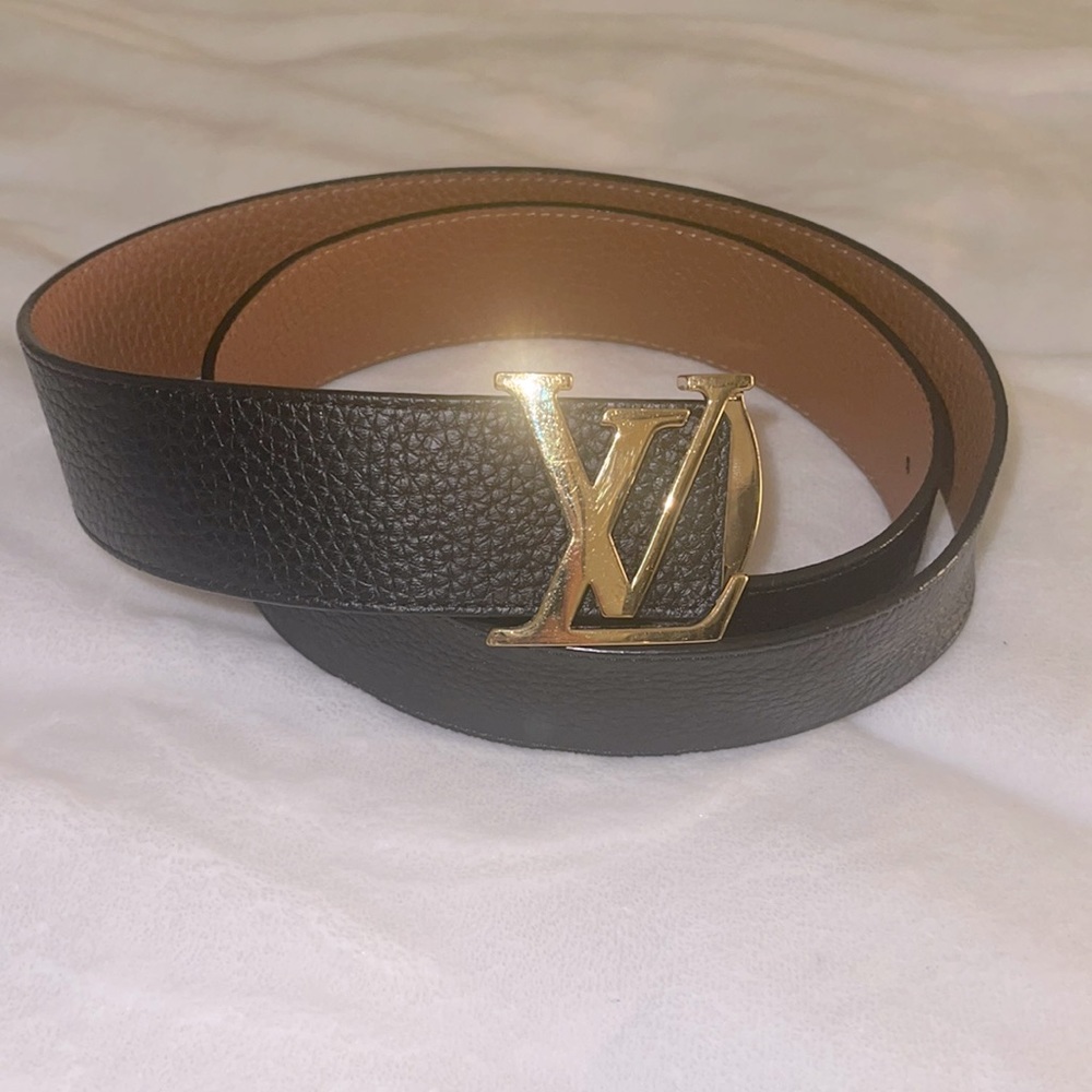 Taurillon Calfskin 30mm LV Initiales Reversible Belt 95 38 Black